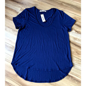 Three Bird Nest Scoop Neck Lightweight High-Low Navy Blue Bralette Tee NWT